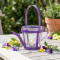 Lanterne glas dekorativ vandkande metal lilla Ø14cm H13cm | Floristik24.dk