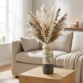 Keramikvase til tørrede blomster, creme, grågrøn, H34cm | Floristik24.dk
