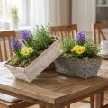 Chipkurvsæt hvid, grå, brun 8 stk 20cm x 11cm | Floristik24.dk