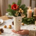 Rensdyrplantekrukke, adventsdekoration, metaldekoration, plantekasse til jul hvid, gylden H28cm Ø8,5cm | Floristik24.dk