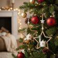 Juledekoration stjerne træ deco bøjle Ø13,5cm 4stk | Floristik24.dk