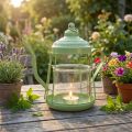 Fyrfadsstage glas lanterne tekande grøn Ø15cm H26cm | Floristik24.dk
