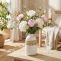Blomstervase hvid keramik og søgræs vase sommerdekoration H17,5cm | Floristik24.dk