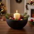 Lysestage sort sølv juledekoration Ø13cm H6,5cm | Floristik24.dk