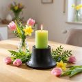 Lysestage sort lysestage keramik Ø12,5cm H7cm | Floristik24.dk