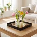 Dekorativ bakke metal træ firkantet natursort 25,5×25,5×4cm | Floristik24.dk