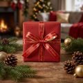 Julebånd Merry Christmas Bånd Rød Guld 10mm 20m | Floristik24.dk