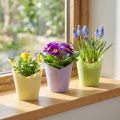 Plantekrukke vævet papir grøn gul lilla Ø9cm H18cm 9 stk | Floristik24.dk