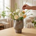 Dekorativ vase keramisk plantekasse metallic brun gråblå 16,5×20,5cm | Floristik24.dk