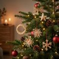 Halmstjerner Juletræspynt halm naturrød Ø4-6cm 17 stk | Floristik24.dk