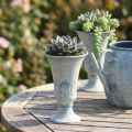 Dekorativ kalk Antik hvid blå metal borddekoration Ø11cm H17,5cm | Floristik24.dk