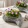 Dekorativ hjerteformet plantekasse med vinranke, hvid, kreativ planteidé til hjemmet og gave, plastfilm, sæt med 4, 15 cm x 23 cm x 5 cm | Floristik24.dk