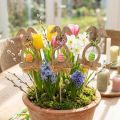 Påskehare træ, blomsterpropper påske, kanin stik 8,5 cm 12 stk. | Floristik24.dk