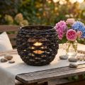 Flettet fyrfadsstage, sort og brun, sommerdekoration, Ø31 cm H25 cm | Floristik24.dk