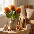 Kunstige blomster, Banksia, Proteaceae Orange L58cm H6cm 3 stk | Floristik24.dk