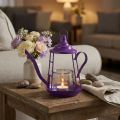 Fyrfadsstage glas lanterne tekande lilla Ø13cm H22cm | Floristik24.dk