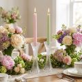 Lysestage i glas, klar, pind, lysestage, riller, H20cm, 2 stk. | Floristik24.dk