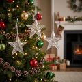 Stjerneformet ophængningsornament, klar plastik, 15 cm, 6 stk. | Floristik24.dk