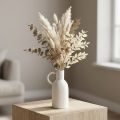 Keramikvase hvid til tør dekoration med hank Ø9cm H21cm | Floristik24.dk