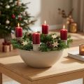Lysestage med 4 holdere, moderne adventskrans, beige, 15 cm | Floristik24.dk