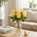 Rosebuket blomsterarrangement til elegant dekoration i opholdsstuen 44 cm 6 stk. | Floristik24.dk