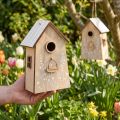 Dekoration til ophængning af fuglehus hvid natur 14,5cm 2 stk | Floristik24.dk