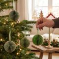 Julekugler, papirkugler af honningkage, grøn og guld, 7 cm, 4 stk., dekoration | Floristik24.dk
