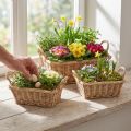 Plantekurv rektangulær flet natur 39/33/27 cm sæt med 3 | Floristik24.dk
