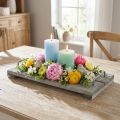 Borddekoration, dekorativ bakke i shabby chic-stil, bakke med fødder, trædekoration 40 cm | Floristik24.dk