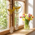 Bee deco ring metal træ vinduesdekoration Ø12cm 44cm 4stk | Floristik24.dk