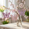 Deco sommerfugle deco bøjle lilla/pink/pink 12cm 12stk | Floristik24.dk