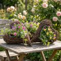 Vinplantehjerte, dekorativt hjerte lavet af træ og tråd, gør-det-selv gaveidé, haveborddekoration, vægdekoration, hjerteform, sæt med 3 dele, 30x20x6 cm | Floristik24.dk