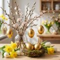 Kyllingeæg Golden Blown Eggs Påskepynt 10 stk | Floristik24.dk