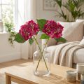 Kunstige Hortensiaer Pink Gren Blomsterblade 43cm 2stk | Floristik24.dk