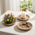 Trætallerkener med blomster og sommerfugle, naturlyserød, Ø15 cm, 3 stk. | Floristik24.dk