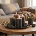 Ensfarvede stearinlys antracit søjlelys 60×80mm 4 stk. | Floristik24.dk