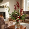 Kunstig bærgren rød kunstig gren juledekoration 74 cm | Floristik24.dk