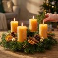 Adventslys, gule rustikke, 70/110 mm, 4 stk. - ensfarvede bloklys til stemningsfuld julepynt | Floristik24.dk