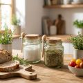 Dekorativt glas med korklåg og ske, grønt, Ø7 cm, H10 cm, 2 stk. | Floristik24.dk