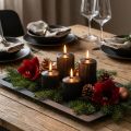 Sorte bloklys, rillede, 70/90 mm, sæt med 4, dekoration, advent, røgfri | Floristik24.dk