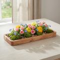 Dekorativ aflang bakke, akacietræ, naturlig finish, 40×15 cm | Floristik24.dk