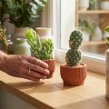 Kunstige planter Sukkulent kaktus Kunstig grøn plante 14,5/15,5 cm 2 stk. | Floristik24.dk