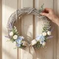 Dekorativ krans, hvidkalket, dørkrans, shabby chic, Ø42 cm, naturlige grene, landstil | Floristik24.dk