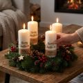 Julelys, sæt med 4, hvid og guld, 60x130 mm - Festlig dekoration, ren naturlig voks | Floristik24.dk