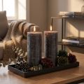 Elegante antracitgulve bloklys 85x200mm - Rustikt design, lang brændetid, sæt med 2 til stilfuld dekoration | Floristik24.dk
