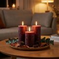 Sæt med 4 bordeauxrøde bloklys, ensfarvede, 70x120mm - Dekorative lys til hjemmets atmosfære og velvære | Floristik24.dk
