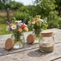 Glasdekoration med Kork Vintage Klar Natur Ø7cm H8cm 6 stk | Floristik24.dk