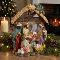 Julekrybbe med figurer Julekrybbe 15,5×7×20cm | Floristik24.dk