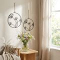 Dekorativ metalring, sort, hængende dekoration, blomster, Ø23 cm, sæt med 2, sommervægdekoration | Floristik24.dk