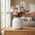 Blomstervase, keramikvase, dekorativ vase hvid Ø22cm H22,5cm | Floristik24.dk